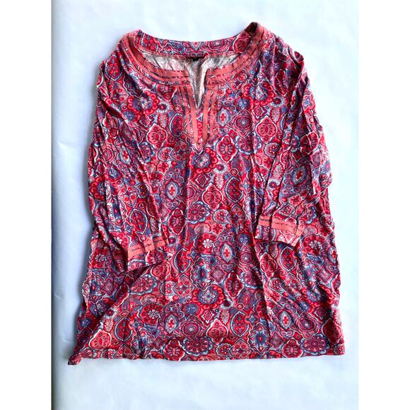 TALBOTS PLUS, SIZE 2X, PINK PAISLEY 3/4 SLEEVE TUNIC - Picture 1 of 6
